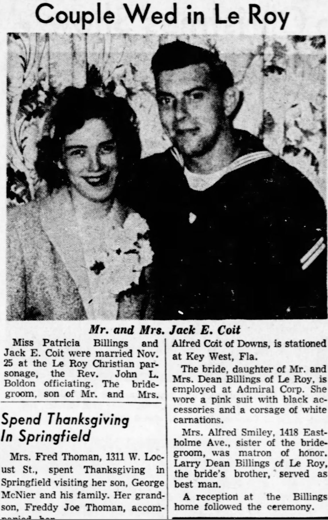 Couple wed in LeRoy